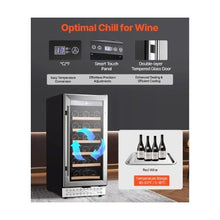28 Bottle Dual Use Wine Cooler Refrigerator with Digital Temperature Control Adjustable Shelves & Glass Door for Home, Office, Bar