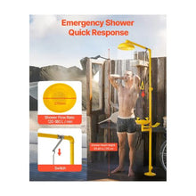 27 cm Emergency Eyewash & Safety Shower Station 304 Stainless Steel, OSHA Compliant Floor-Mounted Yellow
