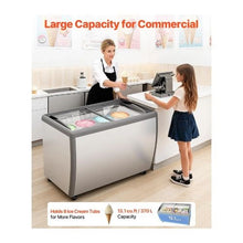 13.1 Cu.Ft Commercial Ice Cream Freezer Display Case with 8 Tub Capacity & Locking Casters