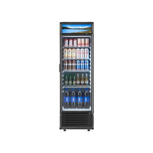 9.7 Cu.Ft Commercial Glass Door Display Refrigerator with Customizable Light Box Adjustable Shelves Soft LED Lighting for Shops & Home Black