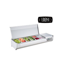 60 Inch Countertop Refrigerated Condiment Station 150W Sandwich Prep Cooler with 4×1/3 & 4×1/6 Pans
