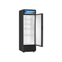 9.7 Cu.Ft Commercial Glass Door Display Refrigerator with Customizable Light Box Adjustable Shelves Soft LED Lighting for Shops & Home Black