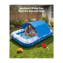 Inflatable Pool Tanning Float with UPF 50+ Canopy 82 x 55 Inch Large Adult Pool Lounger 550 LBS Capacity Sunbathing Float with Pillow