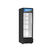 9.7 Cu.Ft Commercial Glass Door Display Refrigerator with Customizable Light Box Adjustable Shelves Soft LED Lighting for Shops & Home Black