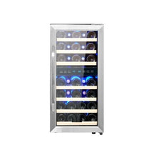 33 Bottle Freestanding Wine Fridge Dual Temperature Wine Cooler with Circulating Air Cooling System