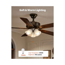 3000K Warm White Replacement LED Ceiling Fan Light Fixture 3-Light Decorative Style