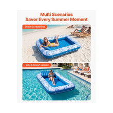 Inflatable Pool Tanning Float with UPF 50+ Canopy 82 x 55 Inch Large Adult Pool Lounger 550 LBS Capacity Sunbathing Float with Pillow