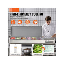 60 Inch Countertop Refrigerated Condiment Station 150W Sandwich Prep Cooler with 4×1/3 & 4×1/6 Pans