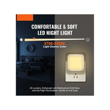 Low Power Plug In Warm White LED Night Light with Dusk-to-Dawn Sensor for Indoor Use 2 Pack
