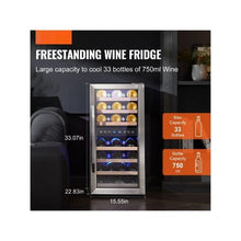 33 Bottle Freestanding Wine Fridge Dual Temperature Wine Cooler with Circulating Air Cooling System
