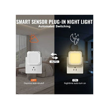 Low Power Plug In Warm White LED Night Light with Dusk-to-Dawn Sensor for Indoor Use 2 Pack