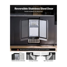 Compact Commercial 80 Lbs/Day Undercounter Built-In Ice Maker with Stainless Steel Door for Flexible Installation