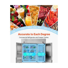  72 Inch Wide Commercial Reach-In Refrigerator and Freezer Combo Stainless Steel 3 Door Upright Food Storage Unit with 51 Cu.Ft