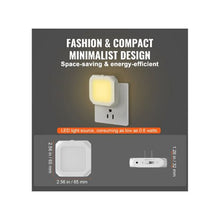 Low Power Plug In Warm White LED Night Light with Dusk-to-Dawn Sensor for Indoor Use 2 Pack