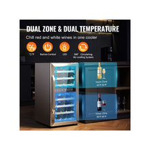33 Bottle Freestanding Wine Fridge Dual Temperature Wine Cooler with Circulating Air Cooling System