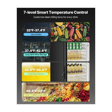 9.7 Cu.Ft Commercial Glass Door Display Refrigerator with Customizable Light Box Adjustable Shelves Soft LED Lighting for Shops & Home Black