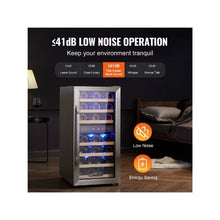 33 Bottle Freestanding Wine Fridge Dual Temperature Wine Cooler with Circulating Air Cooling System