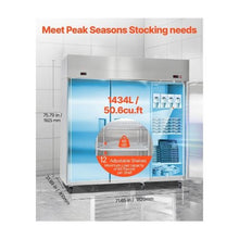  72 Inch Wide Commercial Reach-In Refrigerator and Freezer Combo Stainless Steel 3 Door Upright Food Storage Unit with 51 Cu.Ft