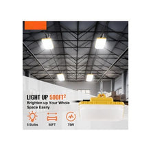 50FT LED 5 Head Construction String Work Lights – 75W IP65 Waterproof 7,500 Lumens for Indoor/Outdoor