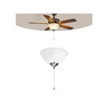 Indoor 2-Light Ceiling Fan Light Attachment Bowl Glass Shade with Pull Chain Brushed Nickel