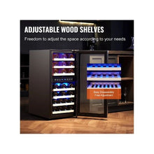 33 Bottle Freestanding Wine Fridge Dual Temperature Wine Cooler with Circulating Air Cooling System