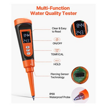 Digital Food pH Meter 0–14 pH Range 3-Point Calibration IP68 Waterproof Probe Automatic Temperature Compensation Calibration Kit for Fermentation, Dough & Meat