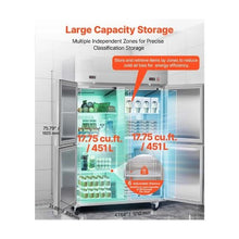 48 Inch Stainless Steel Commercial Upright Refrigerator & Freezer Combo with Digital Temperature Control