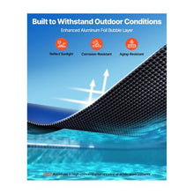 32 x 16 ft 16 Mil Solar Pool Cover Blue & Black Bubble Swimming Pool Blanket with Dual Heat-Locking Air Layer Cuttable