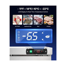 72 Inch Commercial Undercounter Freezer Worktable 3 Door Stainless Steel Food Prep Freezer with Casters and LED Lighting
