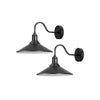 E26 Bulb Farmhouse Metal Barn Style Gooseneck Outdoor Wall Light Black 2 Pack