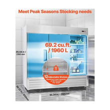 Large Capacity 85 Inch Commercial Reach In Refrigerator 69 Cu.Ft 3 Door Stainless Steel Upright Fridge with Auto-Defrost & Digital Controls