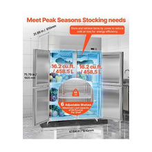 48 Inch Commercial Upright Refrigerator 31.4 Cu.Ft. 4 Door Stainless Steel  with Auto Defrost & Adjustable Shelves