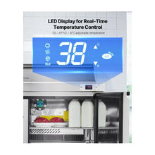 Commercial 48 Inch Stainless Steel Refrigerated Food Prep Table with 12 Trays & Cutting Board
