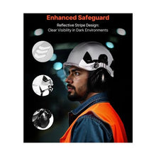 Type 1 Class C Industrial Safety Helmet with Visor & Earmuffs, ANSI/ISEA Z89.1 Compliant ABS Hard Hat 6-Point Ratchet Suspension Adjustable Vented Design
