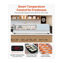 Commercial 4 Pan 45.67 Inch Countertop Sushi Display Case Refrigerator with Curved Glass and LED Lighting