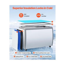 13.1 Cu.Ft Commercial Ice Cream Freezer Display Case with 8 Tub Capacity & Locking Casters