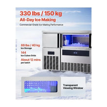Commercial Automatic 330 LBS/Day Self-Cleaning Ice Cube Machine with Worktable and Cooling Compartment