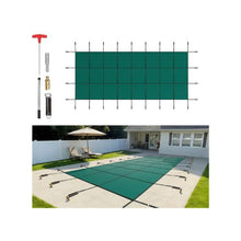 16 x 40 ft Rectangle Pool Safety Cover No Tray Inground Swimming Pool Cover with Drainage Holes Durable Mesh Winter Safety Cover Green