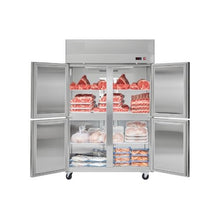 Heavy Duty 48 inch Commercial Upright Freezer 31.4 Cu.Ft. 4 Door Reach In Stainless Steel Freezer with Auto Defrost & LED Lighting