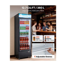 12.7 Cu.Ft Upright Commercial Merchandiser Refrigerator with Glass Display Door Adjustable Shelves and LED Beverage Cooler Design