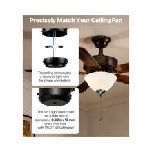 Indoor 2-Light Ceiling Fan Light Attachment Bowl Glass Shade with Pull Chain Brushed Nickel