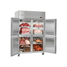 Heavy Duty 48 inch Commercial Upright Freezer 31.4 Cu.Ft. 4 Door Reach In Stainless Steel Freezer with Auto Defrost & LED Lighting
