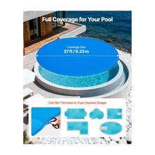 27 ft Round 16 Mil Solar Pool Cover Blue PE Bubble Swimming Pool Blanket Heat Absorbing & Heat Retaining Cover