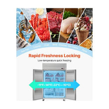 Heavy Duty 48 inch Commercial Upright Freezer 31.4 Cu.Ft. 4 Door Reach In Stainless Steel Freezer with Auto Defrost & LED Lighting