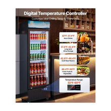 12.7 Cu.Ft Upright Commercial Merchandiser Refrigerator with Glass Display Door Adjustable Shelves and LED Beverage Cooler Design