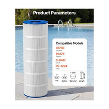 175 Sq. Ft. Swimming Pool Filter Cartridge Replacement Spa & Hot Tub Filter Element Easy-to-Clean Trilobal Pleated Design