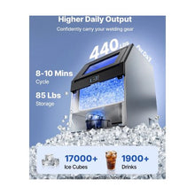 High Capacity 440 lbs Commercial Stainless Steel Ice Maker with 85 lb Ice Storage Bin for Hotels, Cafes & Bars