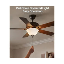 Indoor 2-Light Ceiling Fan Light Attachment Bowl Glass Shade with Pull Chain Brushed Nickel