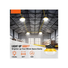 5 Head Heavy Duty 50FT Commercial LED Construction String Work Lights 50W, 5,000 Lumens