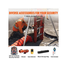 2600 lbs Winch Confined Space Rescue Tripod Kit with 8 ft Adjustable Legs 98 ft Steel Cable Fall Protection Harness Blower & Gas Detector